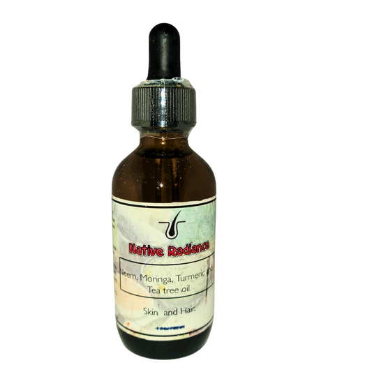 Native Radiance - Neem Moringa Turmeric Oil (2 fl oz) - Skin Moisturizer for Skin Care, Fights Acne, Soothes Eczema, Treats Fungus, Prevents Shaving Bumps, Nourishes Scalp