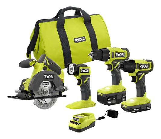 The Ryobi PCL1400K2 18V ONE+ 4-Tool Combo Kit