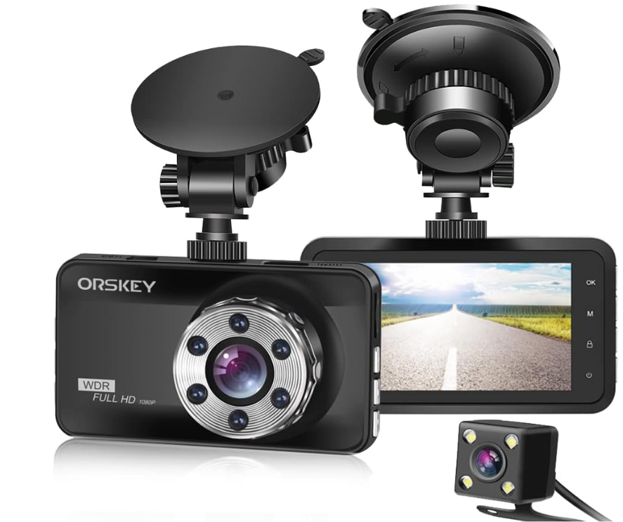 ORSKEY Dash Cam Front and Rear 1080P Full HD Dual Dash Camera