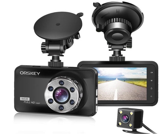 ORSKEY Dash Cam Front and Rear 1080P Full HD Dual Dash Camera