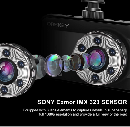 ORSKEY Dash Cam Front and Rear 1080P Full HD Dual Dash Camera
