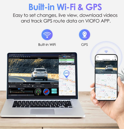 VIOFO 1080P Front & Rear Dashcam with WI-FI GPS, Parking Mode, Motion Detection