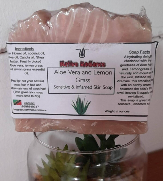 Native Radiance Sensitive Skin Soap - Aloe Vera & Lemongrass 5oz, Hydrating & Moisturizing Bar for Whole Body, pH Balancing Skin Cleanser